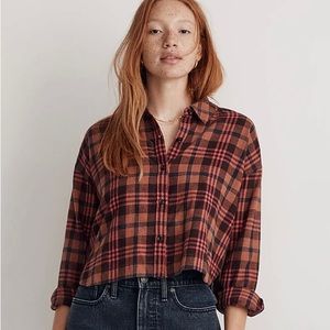Madewell Flannel Long Sleeve Crop Shirt